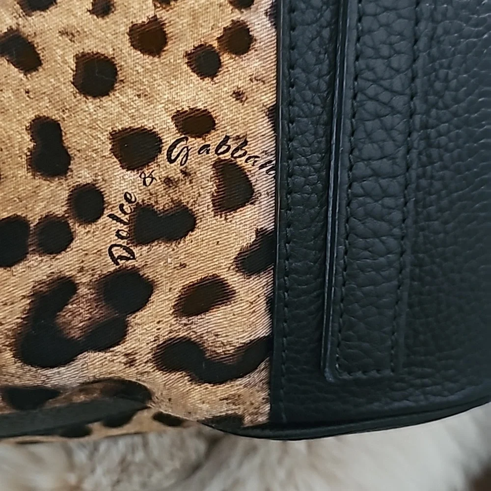 DOLCE & GABBANA Vintage Leather-Trimmed Printed Semi Shoulder Top Handle Bag - Picture 8 of 13